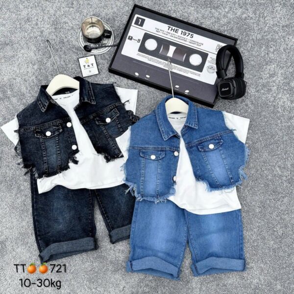 Cute denim blue jacket 3pcs