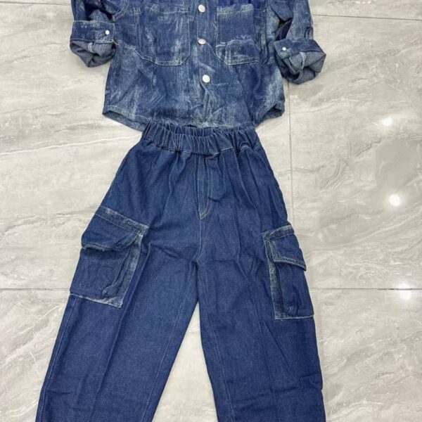 Blue denim on denim 2pcs set