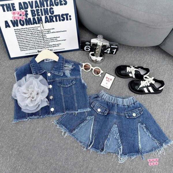 Stylish  top/ skirt 2pcs blue set