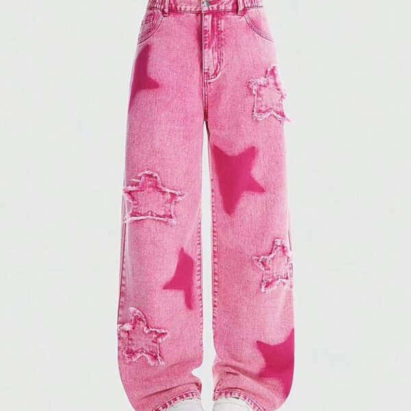 Luxury baggy jeans pink