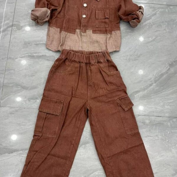 Brown denim on denim 2pcs set