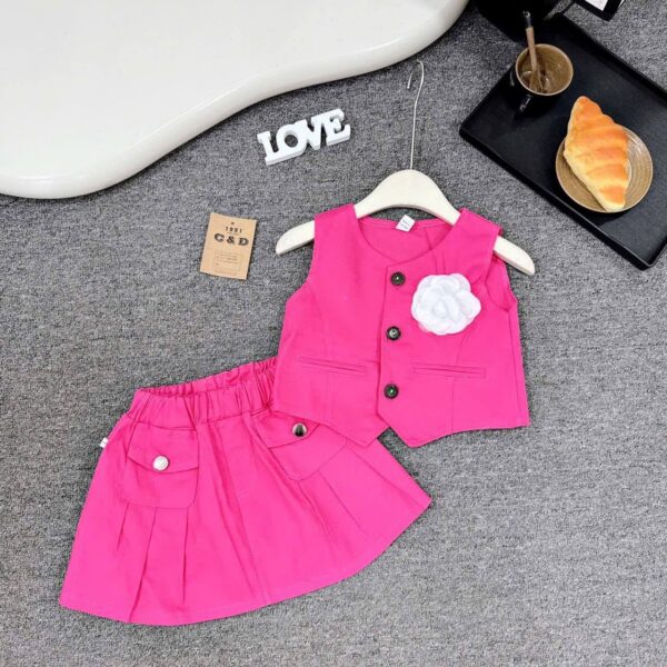 Sleeveless fuschia pink top/skirt