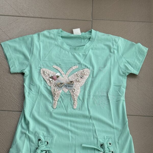 Blue butterfly top