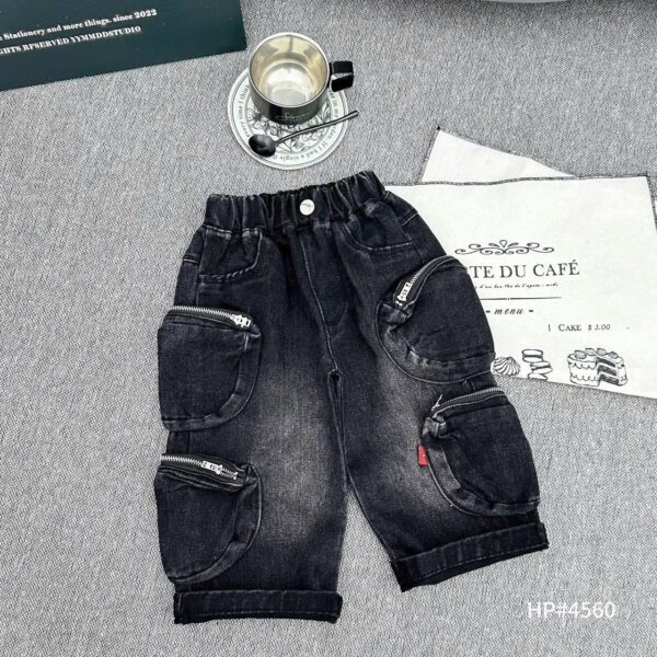 Quality black cargo jean