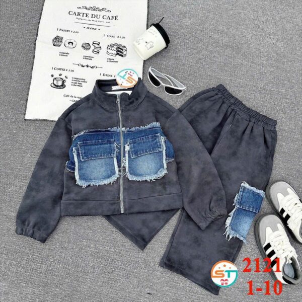 Black  jeans parched lounge set