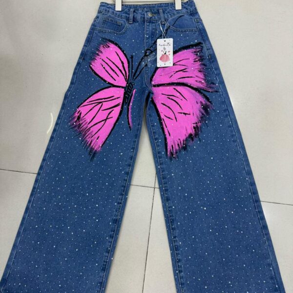 Luxury stoned butterfly baggy blue