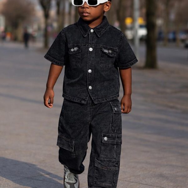 Unisex jean black 2pcs set