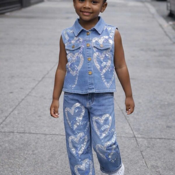 Stone sleeveless/trousers set