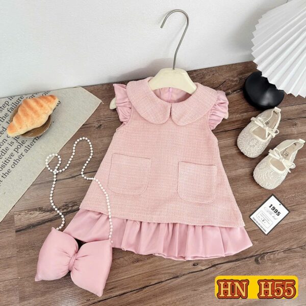 Pink cute dress with bag