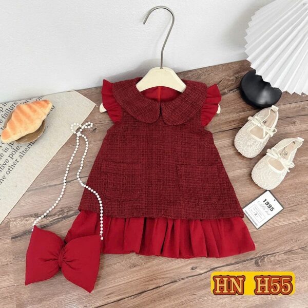 Wine cute dress with bag