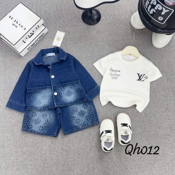 High quality Louis Vuitton Short denim 3pcs set