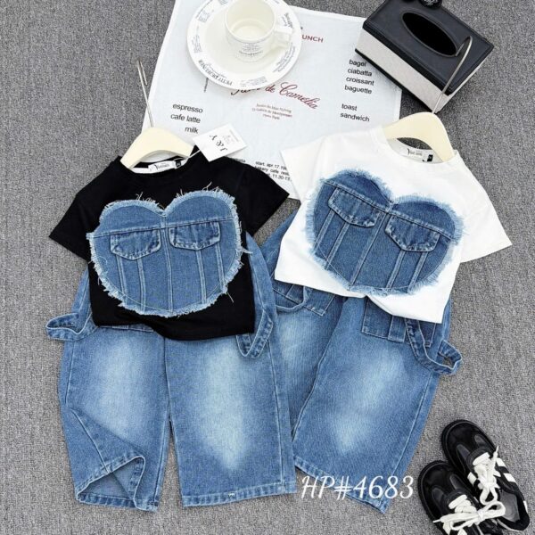 Jean batched heart 2pcs set white