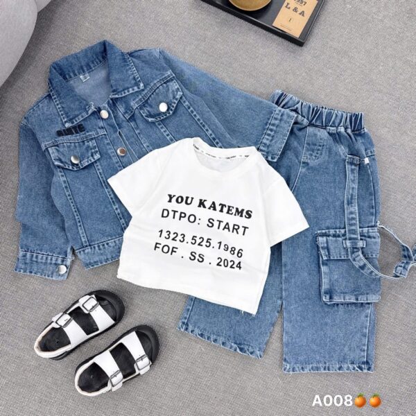 Team White 3pcs denim set