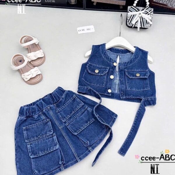 BOW CUTIE DENIM SKIRT SET